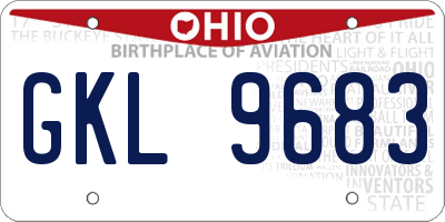 OH license plate GKL9683