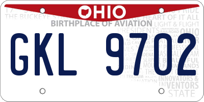OH license plate GKL9702