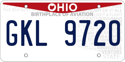 OH license plate GKL9720