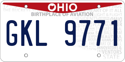 OH license plate GKL9771