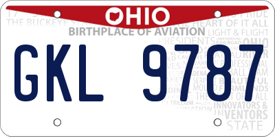 OH license plate GKL9787