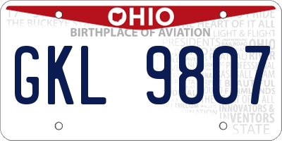 OH license plate GKL9807