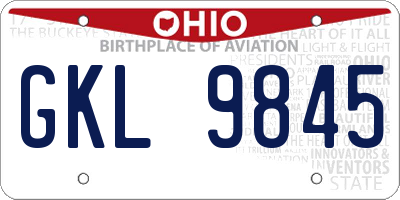 OH license plate GKL9845