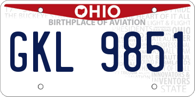 OH license plate GKL9851