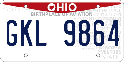 OH license plate GKL9864