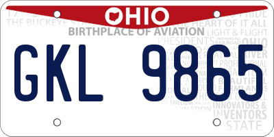 OH license plate GKL9865