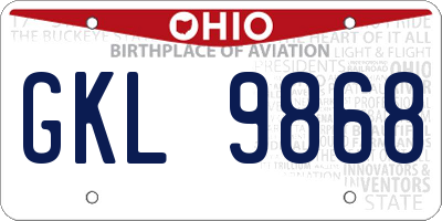 OH license plate GKL9868