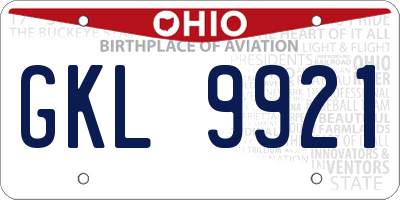 OH license plate GKL9921