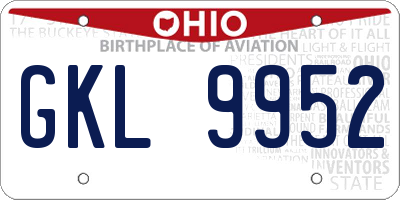 OH license plate GKL9952