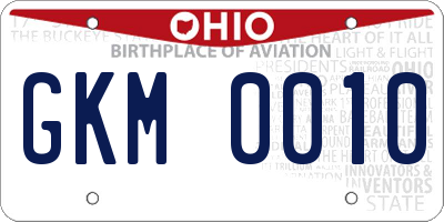 OH license plate GKM0010