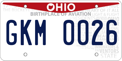 OH license plate GKM0026