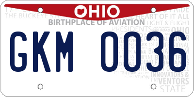 OH license plate GKM0036