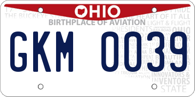 OH license plate GKM0039