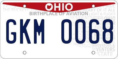 OH license plate GKM0068