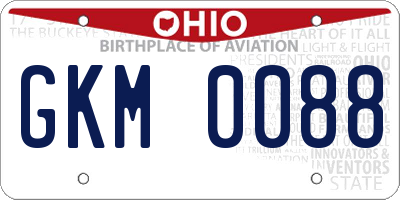 OH license plate GKM0088