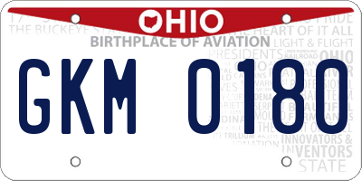 OH license plate GKM0180