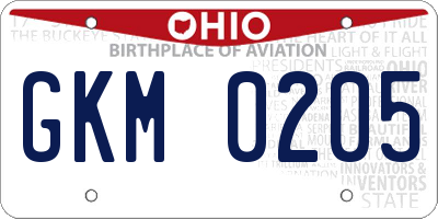 OH license plate GKM0205