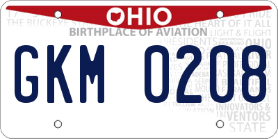 OH license plate GKM0208