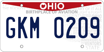 OH license plate GKM0209