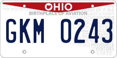 OH license plate GKM0243