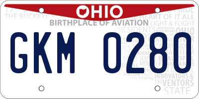 OH license plate GKM0280