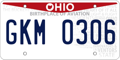 OH license plate GKM0306