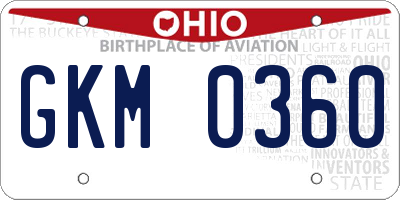 OH license plate GKM0360