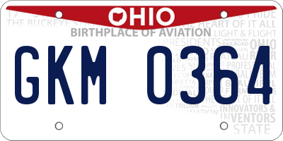 OH license plate GKM0364
