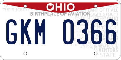 OH license plate GKM0366