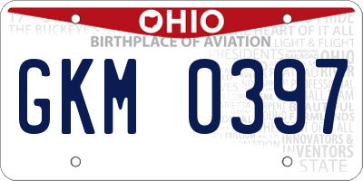 OH license plate GKM0397