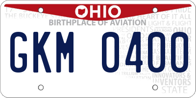 OH license plate GKM0400