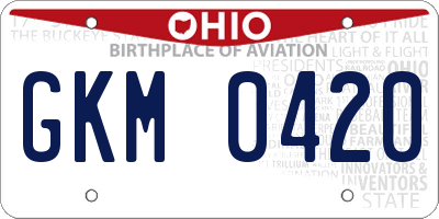 OH license plate GKM0420