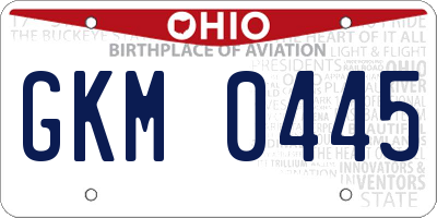 OH license plate GKM0445