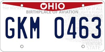 OH license plate GKM0463