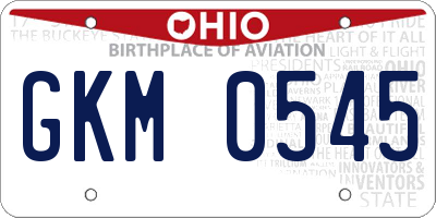 OH license plate GKM0545