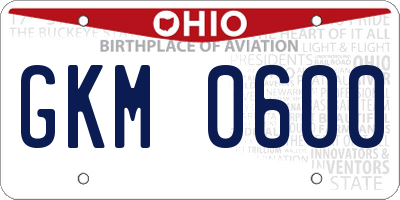 OH license plate GKM0600