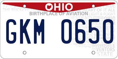 OH license plate GKM0650