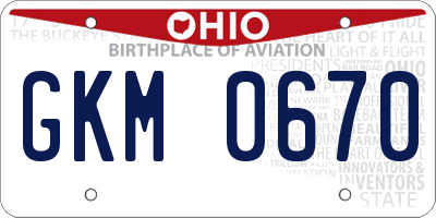 OH license plate GKM0670