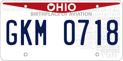 OH license plate GKM0718