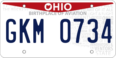 OH license plate GKM0734