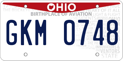 OH license plate GKM0748