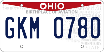 OH license plate GKM0780