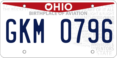 OH license plate GKM0796