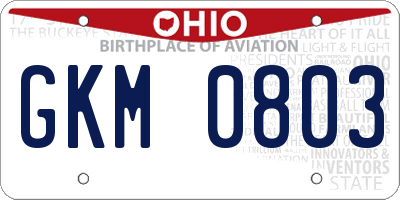 OH license plate GKM0803