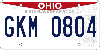 OH license plate GKM0804