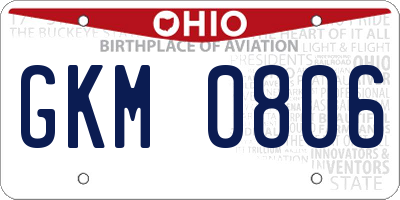 OH license plate GKM0806