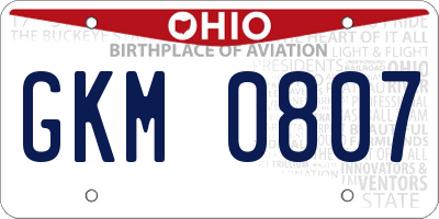 OH license plate GKM0807