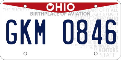 OH license plate GKM0846