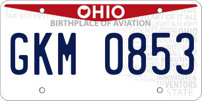 OH license plate GKM0853