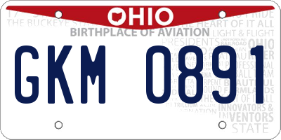 OH license plate GKM0891